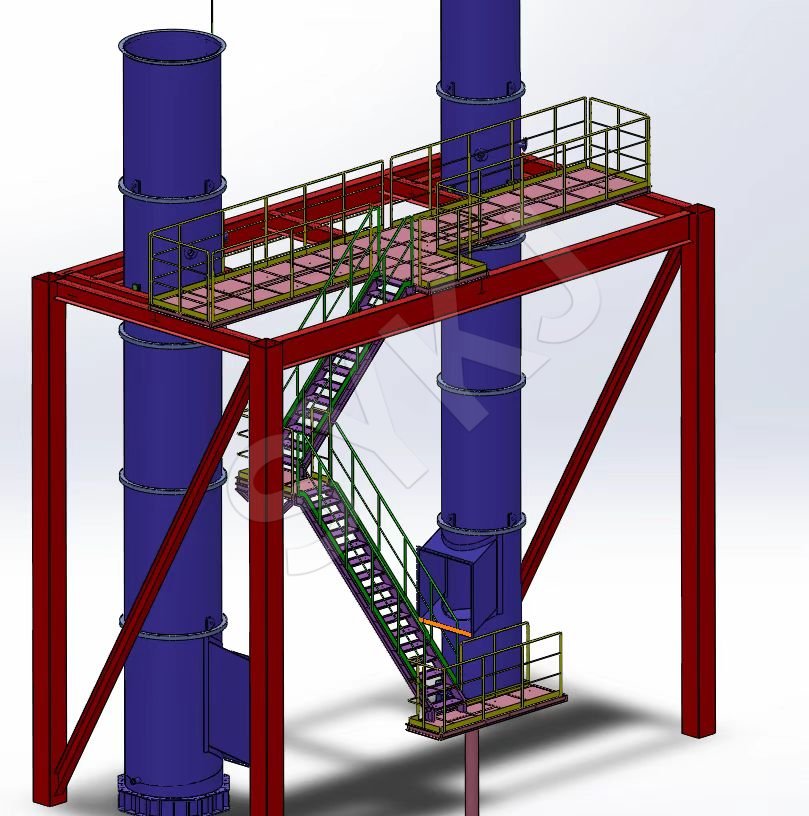 无锡某电子三厂二期RTO系统工事烟囱顺利对接安装